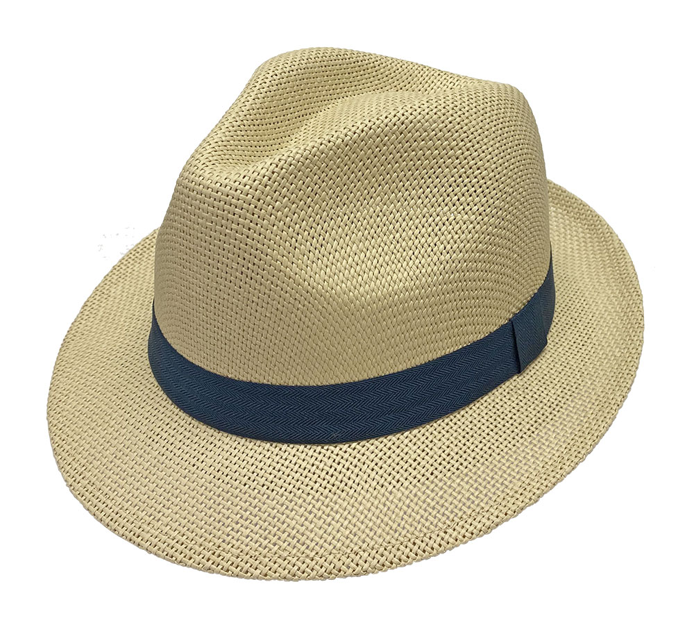 Lyon Natural Woven Paper Fedora with Cloth Band - Brimmed Hats